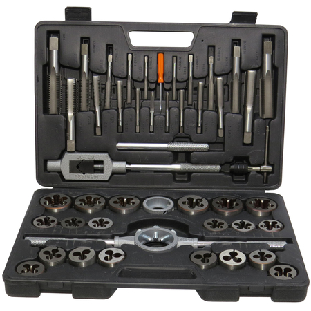 DRILL AMERICA 6.00mm -24.00mm Carbon Steel NC and NF Tap and Die Set DWT45PC-MM-SET